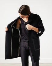 Load image into Gallery viewer, Neoprene Flower Coat in Black - thangtv01737 (4517953732667)