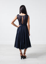 Load image into Gallery viewer, Voile V-Neck Dress in Navy - thangtv01737 (4517957435451)