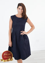 Load image into Gallery viewer, Pleated Rita Dress in Dark Navy - thangtv01737 (4517899534395)