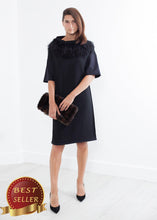 Load image into Gallery viewer, Ostrich Plume Dress in Black - thangtv01737 (4517899468859)