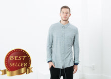 Load image into Gallery viewer, Kasuri Jersey Button-Up in Blue Grey - thangtv01737 (4517912019003)