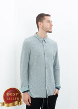 Load image into Gallery viewer, Kasuri Jersey Button-Up in Blue Grey - thangtv01737 (4517912019003)
