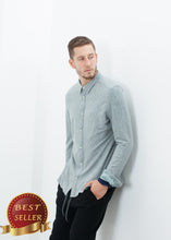 Load image into Gallery viewer, Kasuri Jersey Button-Up in Blue Grey - thangtv01737 (4517912019003)