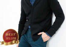 Load image into Gallery viewer, Hidden Placket Cardigan in Black - thangtv01737 (4517904121915)