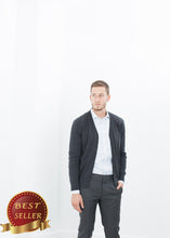 Load image into Gallery viewer, Hidden Placket Cardigan in Charcoal - thangtv01737 (4517904252987)