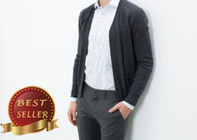 Load image into Gallery viewer, Hidden Placket Cardigan in Charcoal - thangtv01737 (4517904252987)