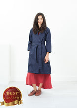 Load image into Gallery viewer, Sateen Trench in Navy - thangtv01737 (4517894881339)