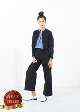 Load image into Gallery viewer, Quilt Pattern Cardigan in Black/Navy - thangtv01737 (4517909069883)