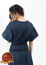 Load image into Gallery viewer, Quilted Mesh T-Shirt Dress in Navy - thangtv01737 (4517905432635)