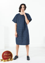 Load image into Gallery viewer, Quilted Mesh T-Shirt Dress in Navy - thangtv01737 (4517905432635)