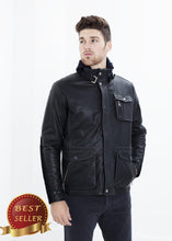 Load image into Gallery viewer, Prince Leather Field Jacket in Meteor - thangtv01737 (4517913231419)