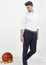 Load image into Gallery viewer, Sinclair Trouser in Navy Stripe - thangtv01737 (4517915328571)