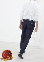 Load image into Gallery viewer, Sinclair Trouser in Navy Stripe - thangtv01737 (4517915328571)