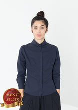 Load image into Gallery viewer, Wrinkled Tux Shirt in Navy - thangtv01737 (4517922308155)