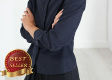 Load image into Gallery viewer, Wrinkled Tux Shirt in Navy - thangtv01737 (4517922308155)