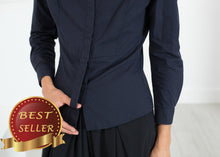 Load image into Gallery viewer, Wrinkled Tux Shirt in Navy - thangtv01737 (4517922308155)