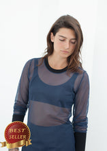 Load image into Gallery viewer, Cuffed Mesh Tee in Navy/Black - thangtv01737 (4517904941115)
