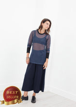 Load image into Gallery viewer, Cuffed Mesh Tee in Navy/Black - thangtv01737 (4517904941115)