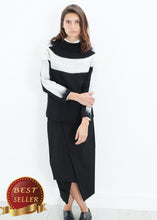 Load image into Gallery viewer, Contrast Felted Sweater in Black - thangtv01737 (4517922734139)