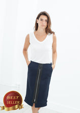 Load image into Gallery viewer, Contrast Zipper Skirt in Navy - thangtv01737 (4517921587259)