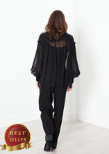 Load image into Gallery viewer, Poet Silk Sweater in Black - thangtv01737 (4517920243771)