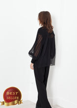 Load image into Gallery viewer, Poet Silk Sweater in Black - thangtv01737 (4517920243771)