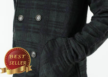 Load image into Gallery viewer, Double Breasted Hoodie in Forest Plaid - thangtv01737 (4517920669755)