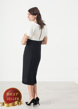 Load image into Gallery viewer, Pearl Fastened Dress in Cream/Black - thangtv01737 (4517930532923)