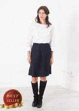 Load image into Gallery viewer, Pleated Wool Skirt in Navy - thangtv01737 (4517928534075)