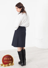 Load image into Gallery viewer, Pleated Wool Skirt in Navy - thangtv01737 (4517928534075)