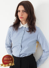 Load image into Gallery viewer, Longsleeve Blouse in Blue Stripe - thangtv01737 (4517927518267)