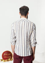 Load image into Gallery viewer, Linen Western Shirt in Beige/Blue - thangtv01737 (4517887541307)