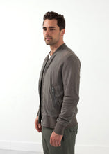 Load image into Gallery viewer, Leather Bomber Jacket in Dust - thangtv01737 (4517973917755)