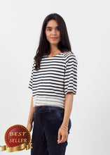 Load image into Gallery viewer, Sleeve Top in Navy Stripe - thangtv01737 (4517927649339)