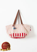Load image into Gallery viewer, Woven Oversized Tote in Red Stripe - thangtv01737 (4517933547579)