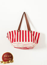 Load image into Gallery viewer, Woven Oversized Tote in Red Stripe - thangtv01737 (4517933547579)