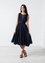 Load image into Gallery viewer, Voile V-Neck Dress in Navy - thangtv01737 (4517957435451)
