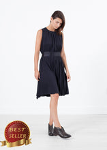 Load image into Gallery viewer, Sleeveless Pleated Dress in Navy - thangtv01737 (4517893570619)
