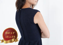 Load image into Gallery viewer, Pleated Rita Dress in Dark Navy - thangtv01737 (4517899534395)
