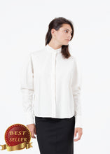 Load image into Gallery viewer, Trim Collar Poplin Blouse in Off White - thangtv01737 (4517893341243)
