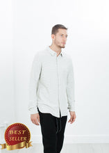 Load image into Gallery viewer, Kasuri Jersey Button-Up in Ivory/Black - thangtv01737 (4517911855163)
