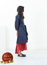 Load image into Gallery viewer, Sateen Trench in Navy - thangtv01737 (4517894881339)
