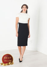 Load image into Gallery viewer, Layered Contrast Dress in Cream/Black - thangtv01737 (4517878071355)
