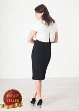 Load image into Gallery viewer, Layered Contrast Dress in Cream/Black - thangtv01737 (4517878071355)
