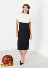 Load image into Gallery viewer, Pearl Fastened Dress in Cream/Black - thangtv01737 (4517930532923)

